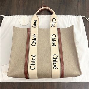 Chloe Woody tote large tan/beige like new